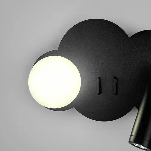 Праве бра хмаринка у чорному корпусі 24х17 см | Арт. WJ031/2 BK Right | Line F - фото 3