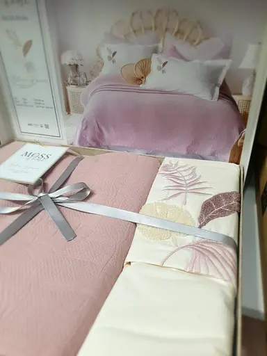 Літня постільна білизна Palm Pembe з покривалом 220*240 см Moss Home pbe0051396 - фото 2