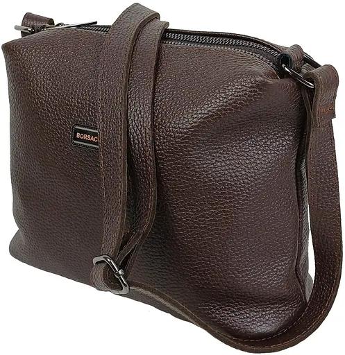 Женская наплечная кожаная сумка Borsacomoda темно-коричневая sum0028722 - фото 3