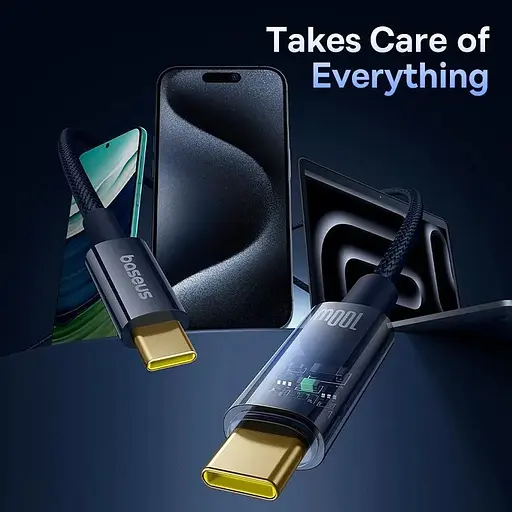 Кабель Baseus Explorer with Auto Shutdown USB-C to USB-C 100w 2m Cluster Black (P10319704111-00) [155540] - фото 8