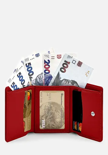 Кожаный кошелек Trinity красный краст - фото 4