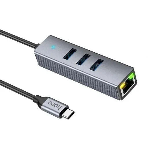 Перехідник Hoco Hub HB34 Type-C to USB 3.0 x 3 + RJ45 - фото 4
