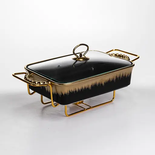 Мармит настольный Yiwu прямоугольный с подогревом 35.5х19х15.5 см на металлической подставке с крышкой мармитница для первых блюд ML1106-13 - фото 1