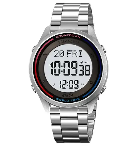Годинник чоловічий наручний спортивний Skmei 2412 зі сталевим браслетом (Сріблястий)