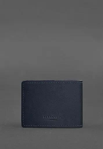 Универсальная кожаная обложка для удостоверения темно-синяя - фото 4