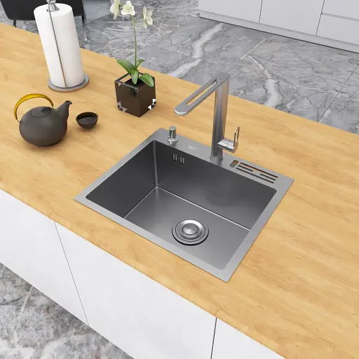 Мийка кухонна накладна 1.5 мм з нержавійки 45 см Nett NS-5245 - фото 2