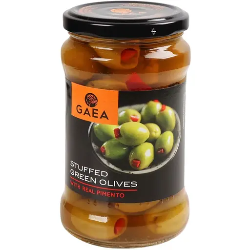 Оливки Gaea зелені фаршировані перцем 295 г (587799)