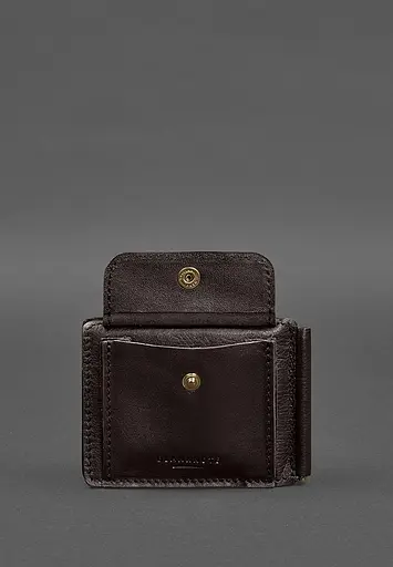 Кожаное портмоне 13.0 зажим темно-коричневый краст - фото 7