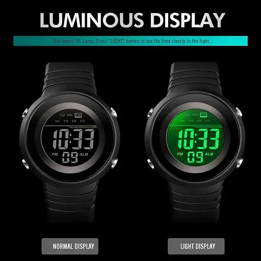 Мужские наручные спортивные часы Skmei 1497 (Черные с черным) - фото 5