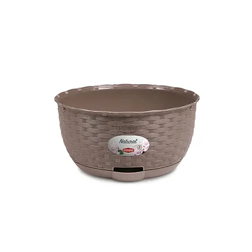Вазон пластиковый NATURAL, круглый, с автополивом, 30 см, 5,9 л (75452)