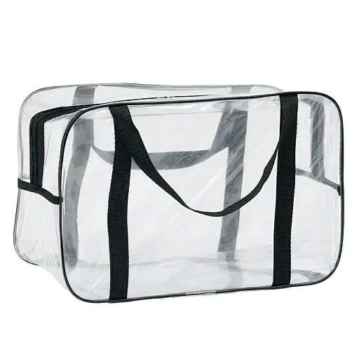 Набор прозрачных сумок в роддом: размер S 30х20х15 см + размер L 50х25х30 см (черные) - фото 3