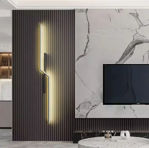 Лівий настінний світильник у чорному корпусі 100 см Арт. YG319/1000L (ЛІВА) Line F - фото 1