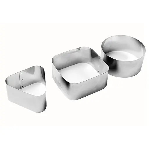 Набір металевих форм викладки/вирубки салатів та гарніру (коло, квадрат, трикутник), Master Class Металлик 83251 - фото 1