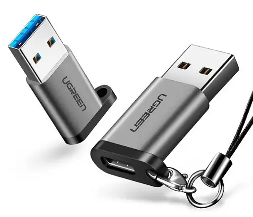 Адаптер Ugreen US276 USB3.0 to Type-C с карабином Space Grey Серый - фото 2