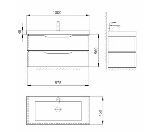 Тумба підвісна Sanwerk Алесса Air 100 Білий з умивальником Idea (MV0000898) Венге - фото 4