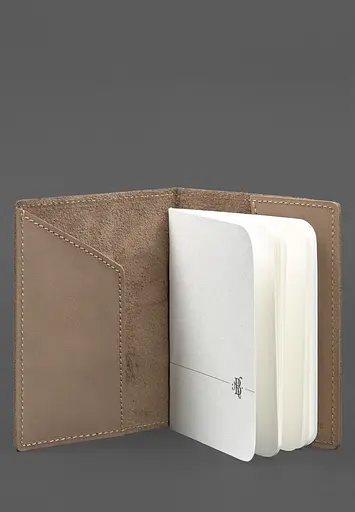 Кожаная обложка для паспорта с картой Украины светло-бежевый Crazy Horse - фото 4