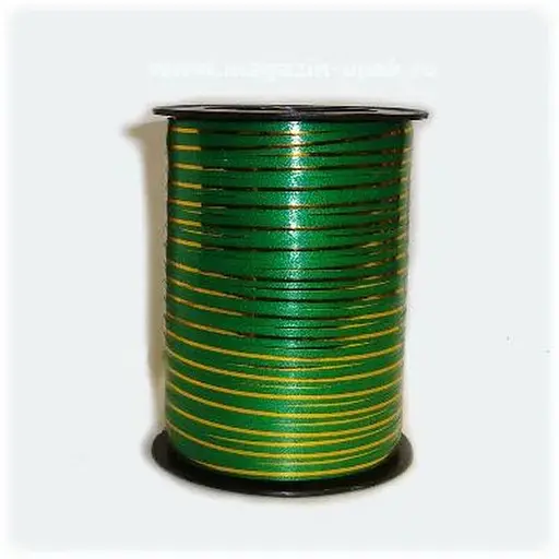 Лента на катушке 1/100, золотая полоса, зеленая