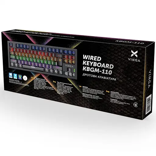 Клавіатура Vinga KBGM-110 87 key LED Blue Switch USB Black (KBGM-110 Black) - фото 5