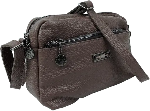 Женская кожаная сумка Borsacomoda на плечо темно-коричневая sum0028718 - фото 3
