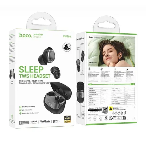 Навушники бездротові Hoco EW200 Elegant true wireless sleep BT headset чорні - фото 2