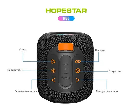 Бездротова портативна колонка Hopestar Bluetooth H56 чорна - фото 3