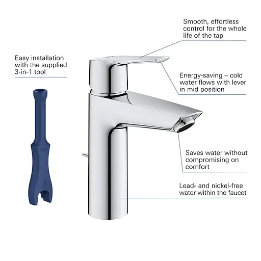 Змішувач для умивальника M-Size Grohe QuickFix Start 23552002 Хром - фото 6