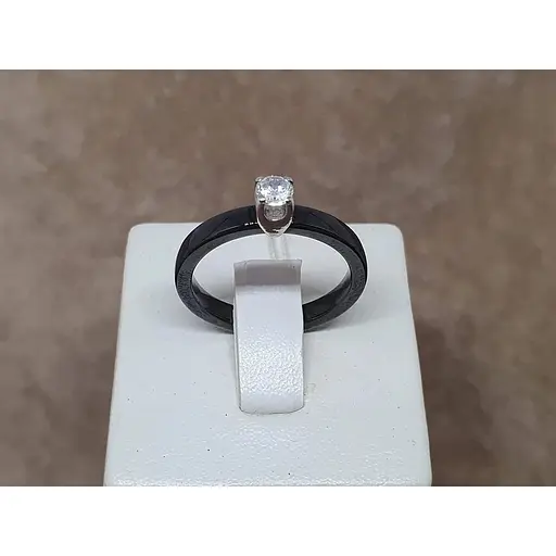 Срібне кільце Aurora з керамікою і фіанітами. С1147Ч 18,5 - фото 4