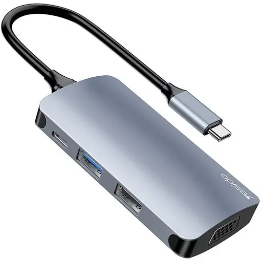 Перехідник Hub Yesido HB16 7 в 1 USB-C to TF/SD + USB 3.0/2.0 + PD + VGA