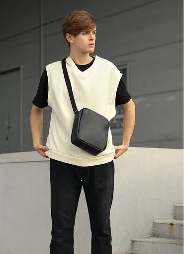 Мужская сумка мессенджер Sambag Makros черная 23 × 19 × 7 см (70220001m) - фото 7