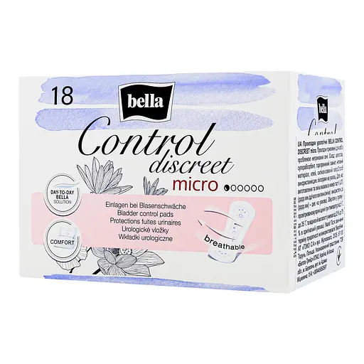 Урологические прокладки Bella Control Discreet Micro 1+1=3 54 шт. (3 уп. х 18 шт.) - фото 3