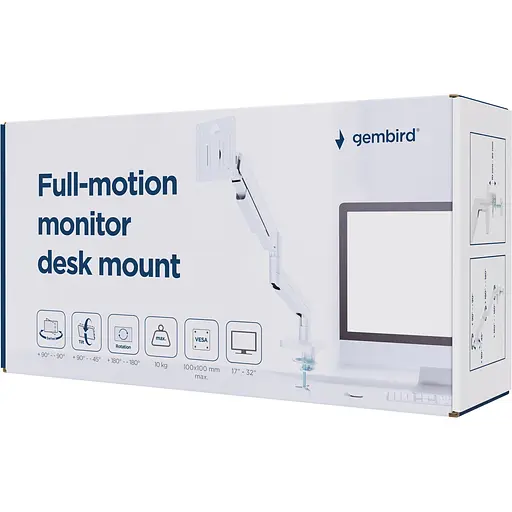 Настольное крепление для монитора Gembird MA-DA1-04-W 17"-32" White [144477] - фото 5
