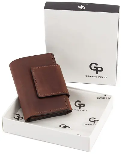 Кожаный женский кошелек Grande Pelle 10х8х2 см acs0024520 - фото 6