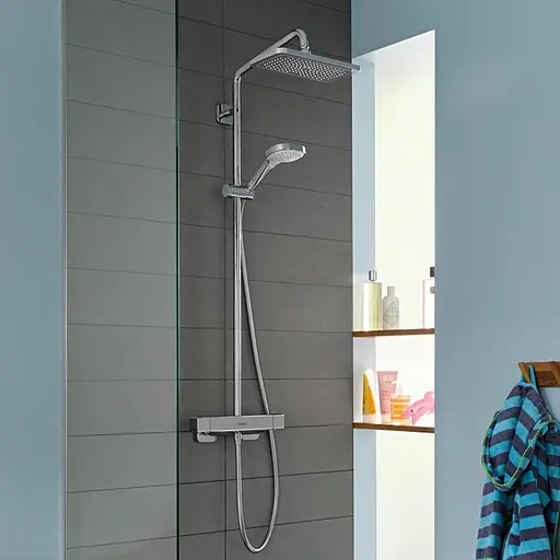 Душова система Hansgrohe Croma E Showerpipe 280 1jet EcoSmart з термостатом 27660000, Хром - фото 5