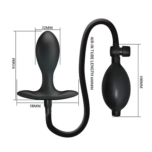 Анальна пробка Pretty Love Inflatable Anal Plug 9.1 см (чорний) - фото 2