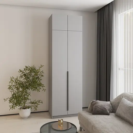 Шафа 2-дверна з антресоллю MebelStar Оскар ДСП BL-B, комплект полиць 80x52x260 см Сіра мишка (MBS-4796) - фото 1