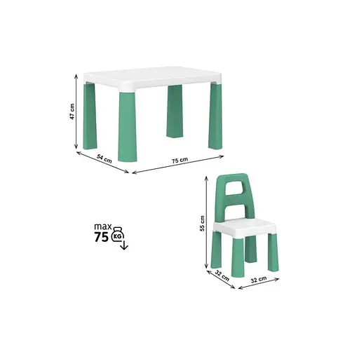 Дитячий стіл із двома стільцями 0440TXK біло-зелений - фото 3