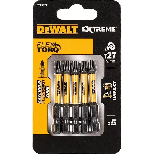 Набір біт DeWalt Impact Torsion ударні Torx Т27 L=57 мм 5 шт. (DT7397T)