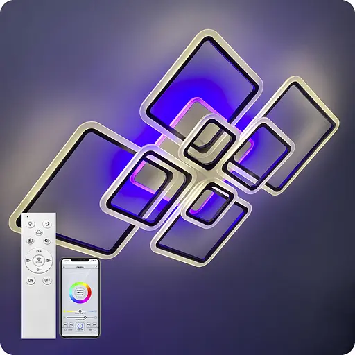 Люстра светодиодная 517 Light 3color с пультом 224Вт Черный (01555) - фото 6