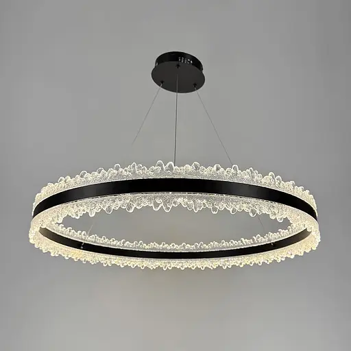 Волшебная подвесная люстра в черном корпусе с кольцом Ø 80 см Ст. MJ304-800 BK | Line F - фото 3