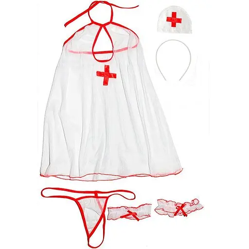 Ігровий костюм медсестри для еротичних розваг XS/S червоний K000417 - фото 4