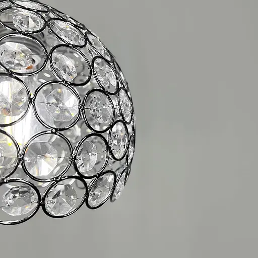 Хромований підвісний світильник із декоративним кришталем Ø 20 см | Line F | Арт. 402/1M CH - фото 3