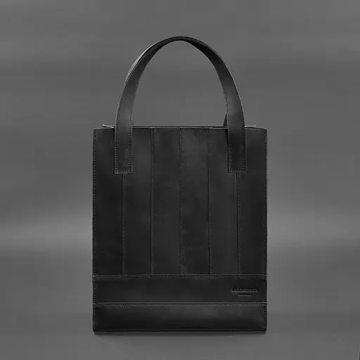 Шкіряна жіноча сумка шоппер Бетсі чорна - фото 10