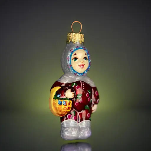 Ялинкова прикраса Різдвяні історії Малюк з кошиком скло (4820001045079) - фото 3