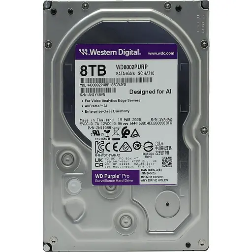 Жорсткий диск 3.5" Western Digital Purple Pro 8 TB SATA 256 MB (Western Digital8002PURP) [141144] - фото 4
