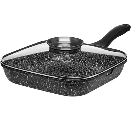 Сковорода гриль Edenberg 24 см мраморная с крышкой для индукции (EB-3309)