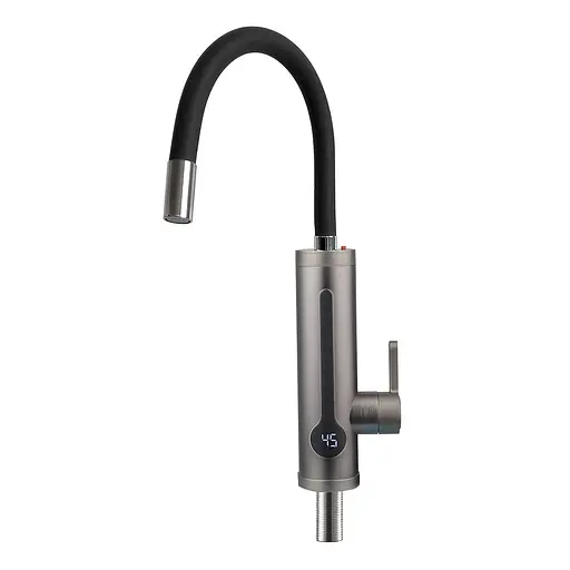 Проточный водонагреватель для кухни гибкий излив датчик температуры термопредохран. 3,3 кВт черный Wezer SDR-G8TR-Grey - фото 1