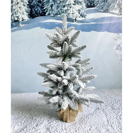 Ялинка Hvoya Classic лита в мішковині 70 см засніжена