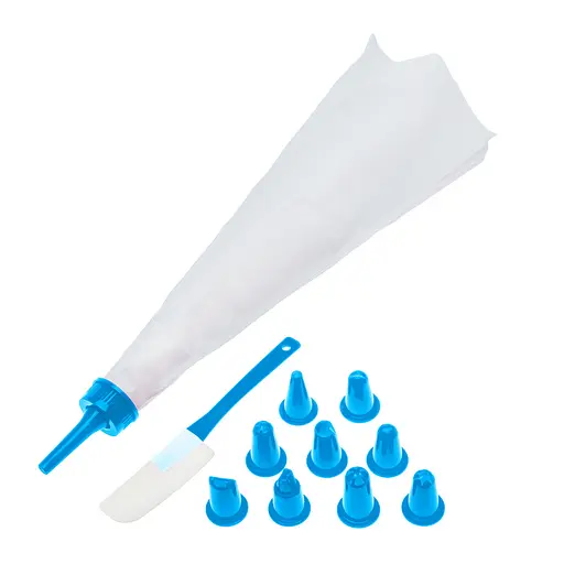 Набор кондитерский (шпатель, мешок силиконовый многоразовый и 9 насадок), Kitchen Master Голубой 86328 - фото 1