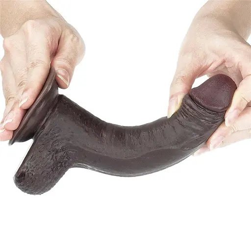 Фалоімітатор із присоскою LoveToy Sliding-Skin Dildo 7 17.5 см коричневий - фото 5