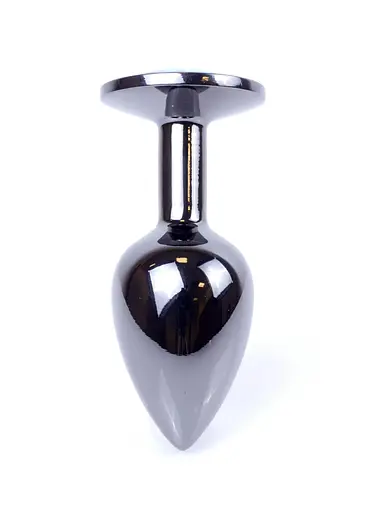 Металева анальна пробка з кристалом Boss Jewellery Dark Silver PLUG Clear 7 см (прозорий) - фото 7